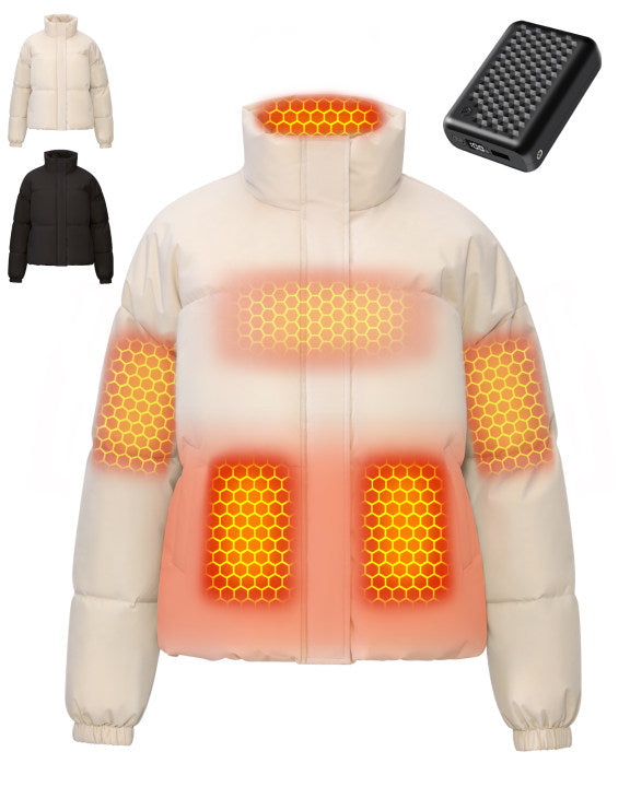 Women's Puffer Stand Collar Baggy Heated Jacket