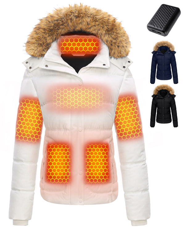 Women's Thick Quilted Heated Jacket (Slim Fit)